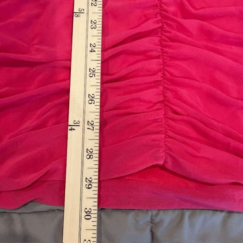 Pretty Little Thing Pink‎ Mesh Extreme Plunge Ruched Bodycon Dress Halter Size 4 - Picture 11 of 12